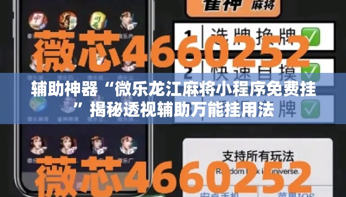 辅助神器“微乐龙江麻将小程序免费挂	”揭秘透视辅助万能挂用法