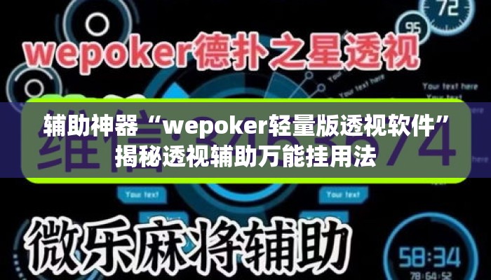 辅助神器“wepoker轻量版透视软件”揭秘透视辅助万能挂用法