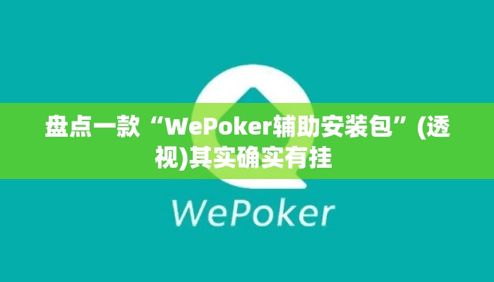 盘点一款“WePoker辅助安装包”(透视)其实确实有挂 
