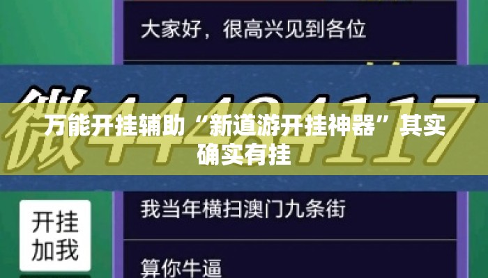 万能开挂辅助“新道游开挂神器”其实确实有挂