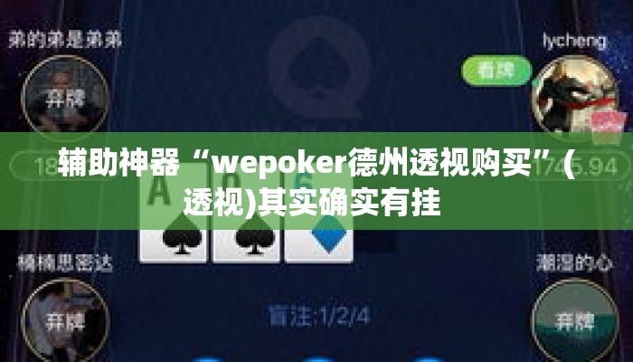 辅助神器“wepoker德州透视购买	”(透视)其实确实有挂 
