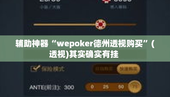辅助神器“wepoker德州透视购买”(透视)其实确实有挂 