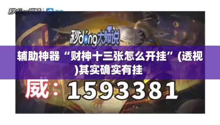 辅助神器“财神十三张怎么开挂	”(透视)其实确实有挂 