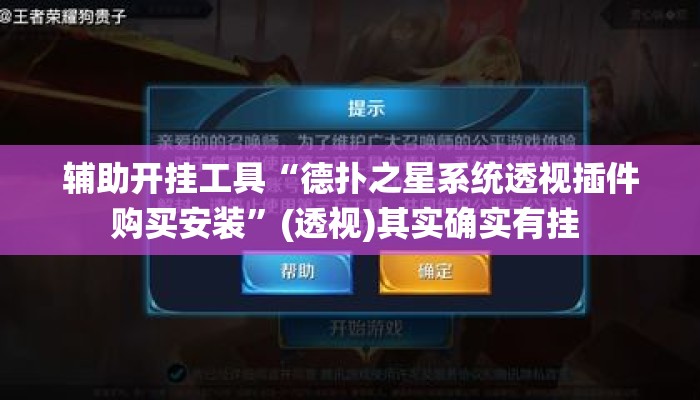 辅助开挂工具“德扑之星系统透视插件购买安装”(透视)其实确实有挂 