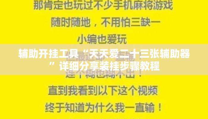 辅助开挂工具“天天爱二十三张辅助器”详细分享装挂步骤教程