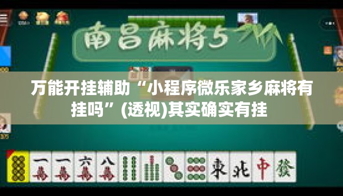万能开挂辅助“小程序微乐家乡麻将有挂吗”(透视)其实确实有挂 