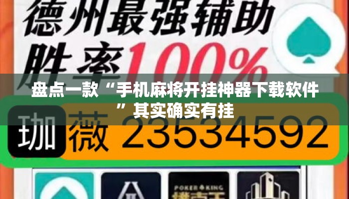盘点一款“手机麻将开挂神器下载软件”其实确实有挂
