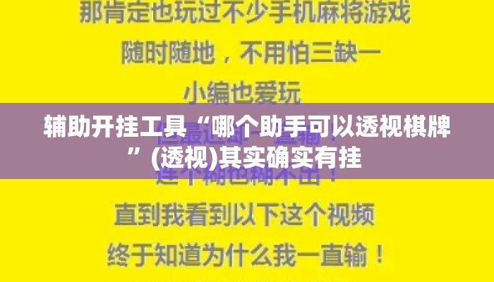 辅助开挂工具“哪个助手可以透视棋牌	”(透视)其实确实有挂 
