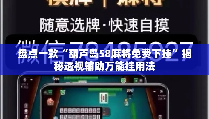 盘点一款“葫芦岛58麻将免费下挂”揭秘透视辅助万能挂用法
