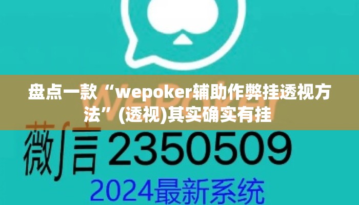 盘点一款“wepoker辅助作弊挂透视方法	”(透视)其实确实有挂 