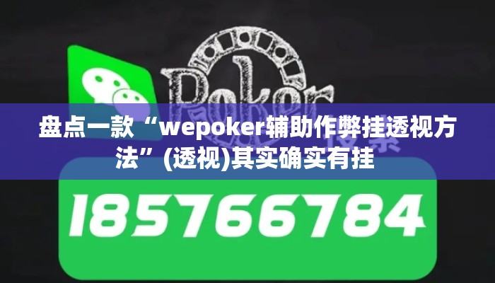 盘点一款“wepoker辅助作弊挂透视方法	”(透视)其实确实有挂 