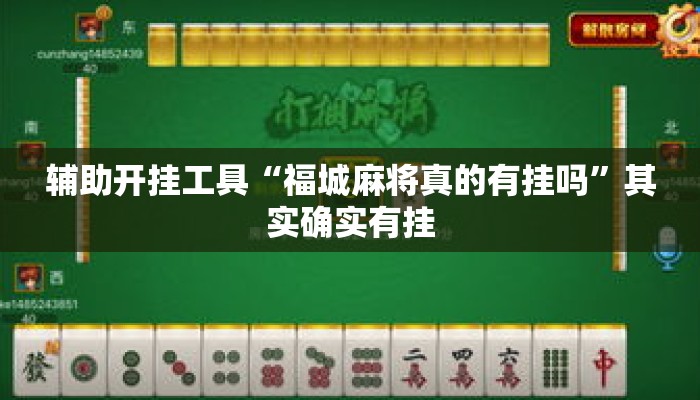 辅助开挂工具“福城麻将真的有挂吗	”其实确实有挂