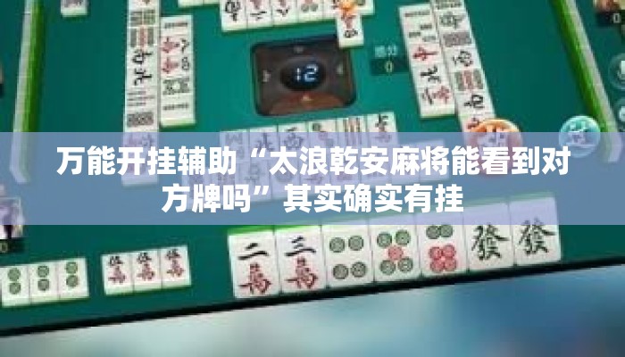 万能开挂辅助“太浪乾安麻将能看到对方牌吗	”其实确实有挂