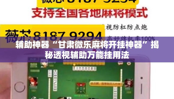 辅助神器“甘肃微乐麻将开挂神器”揭秘透视辅助万能挂用法
