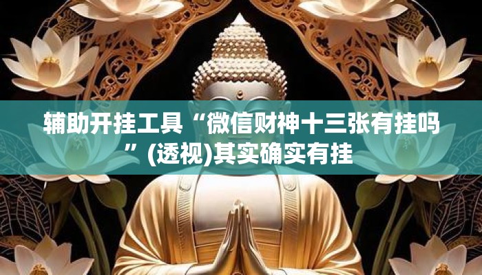 辅助开挂工具“微信财神十三张有挂吗”(透视)其实确实有挂 