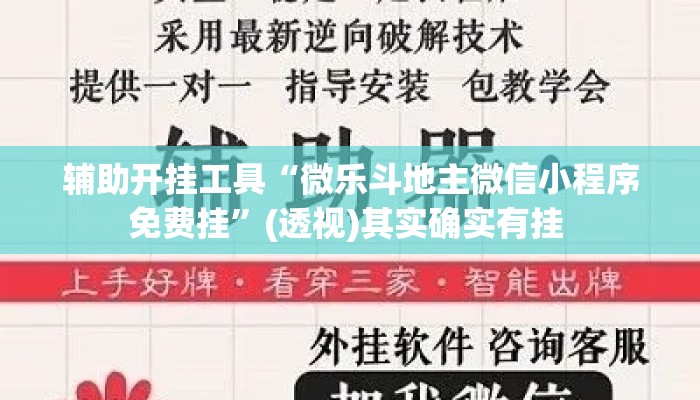 辅助开挂工具“微乐斗地主微信小程序免费挂	”(透视)其实确实有挂 